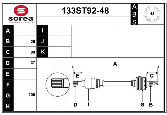 Arbre de transmission STARTCAR 133ST92-48