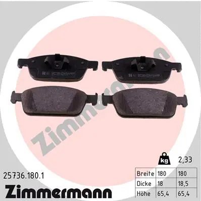 Kit de plaquettes de frein, frein à disque ZIMMERMANN 25736.180.1
