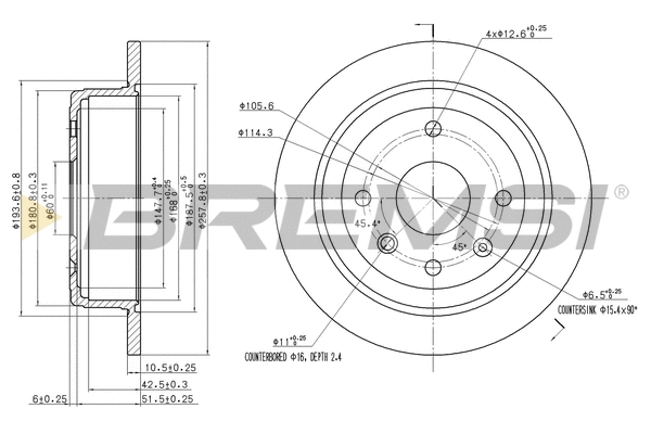 Disque de frein BREMSI CD7606S