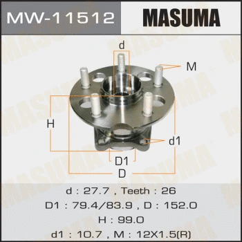 Kit de roulements de roue MASUMA MW-11512