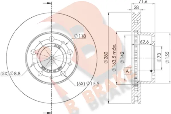 Disque de frein R BRAKE 78RBD25622