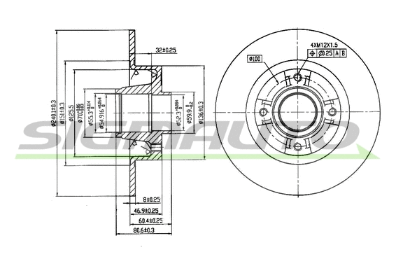 Disque de frein SIGMAUTO DBB369S