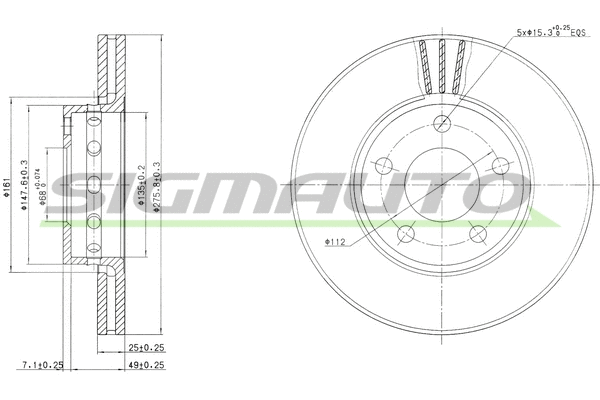 Disque de frein SIGMAUTO DBA612V