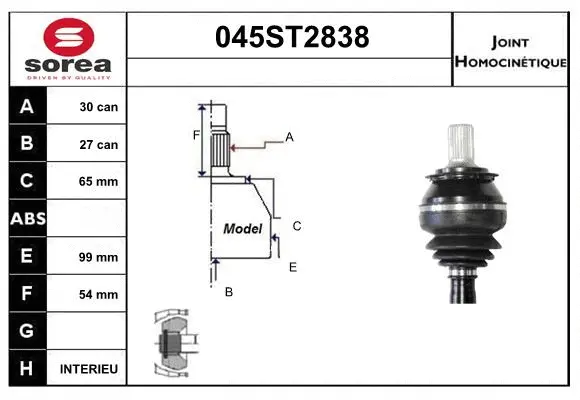 Jeu de joints, arbre de transmission STARTCAR 045ST2838
