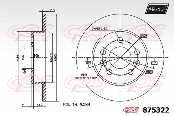 Disque de frein MAXTECH 875322