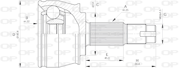 Jeu de joints, arbre de transmission OPEN PARTS CVJ5383.10