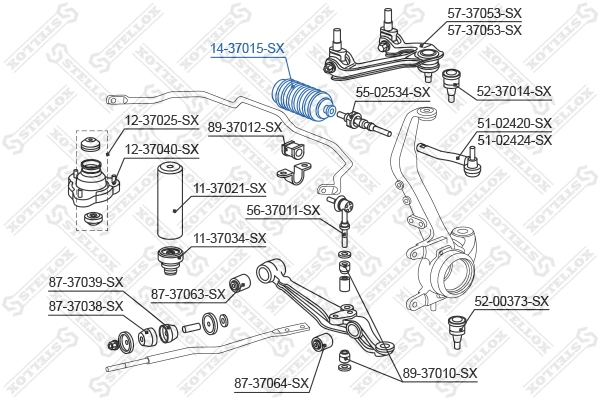 Joint-soufflet, direction STELLOX 14-37015-SX