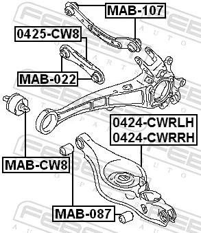 Bras de liaison, suspension de roue FEBEST 0424-CWRLH