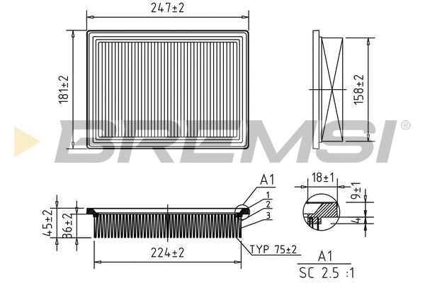 Filtre à air BREMSI FA1618