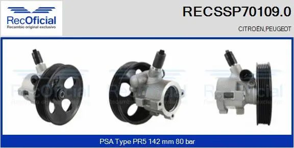 Pompe hydraulique, direction RECOFICIAL RECSSP70109.0