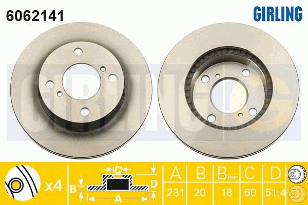 Disque de frein GIRLING 6062141