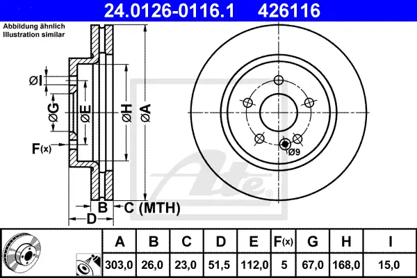 Disque de frein ATE-APAC 24.0126-0116.1