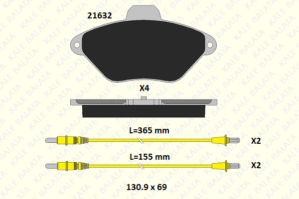 Kit de plaquettes de frein, frein à disque KALE 21632 160 14