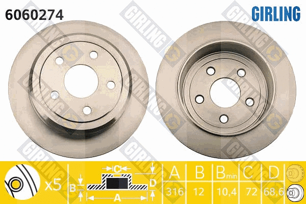 Disque de frein GIRLING 6060274