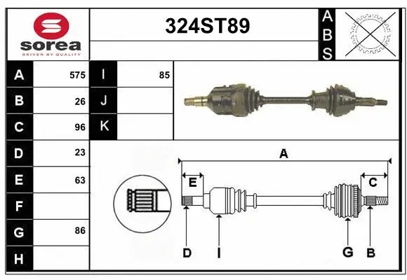 Arbre de transmission STARTCAR 324ST89