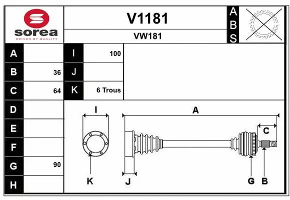 Arbre de transmission SNRA V1181