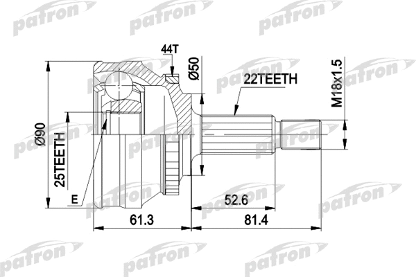 Jeu de joints, arbre de transmission PATRON PCV1376