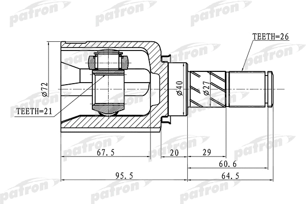 Jeu de joints, arbre de transmission PATRON PCV1409