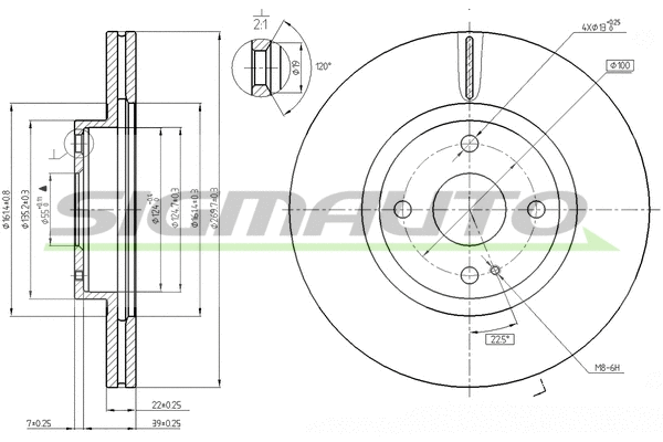 Disque de frein SIGMAUTO DBB839V