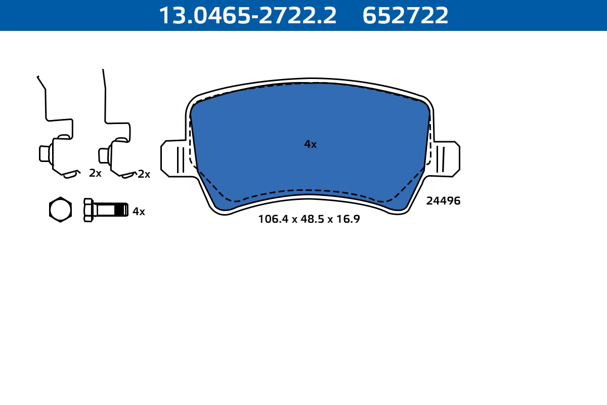 Kit de plaquettes de frein, frein à disque ATE-APAC 13.0465-2722.2
