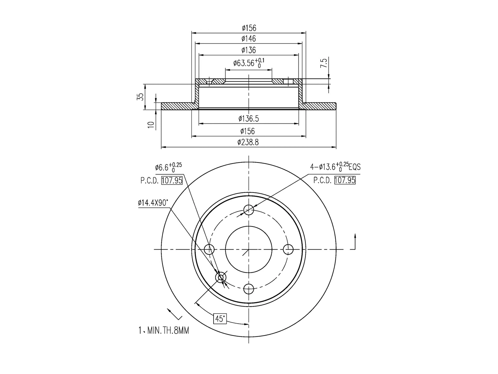 Disque de frein A.Z. Meisterteile AZMT-44-024-1414