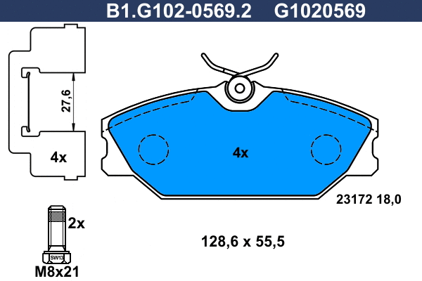 Kit de plaquettes de frein, frein à disque GALFER B1.G102-0569.2