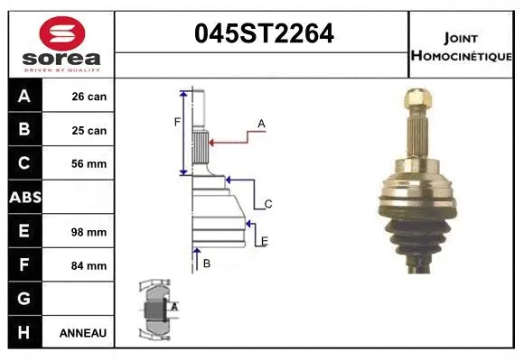 Jeu de joints, arbre de transmission STARTCAR 045ST2264