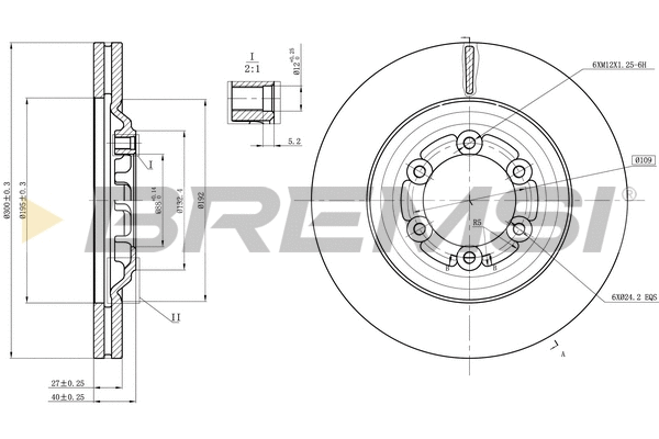 Disque de frein BREMSI CD8372V