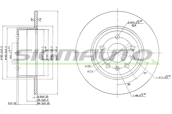 Disque de frein SIGMAUTO DBA811S