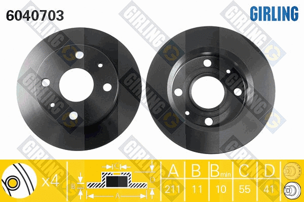 Disque de frein GIRLING 6040703