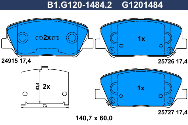 Kit de plaquettes de frein, frein à disque GALFER B1.G120-1484.2