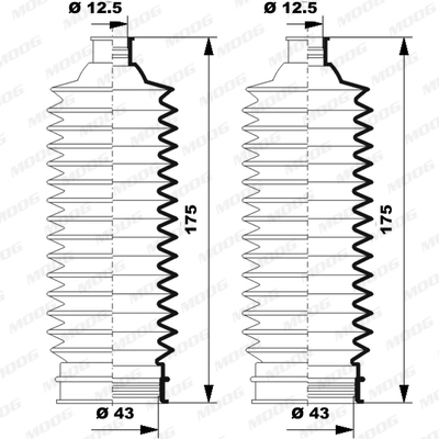 Jeu de joints-soufflets, direction MOOG K150250