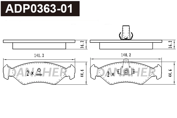 Kit de plaquettes de frein, frein à disque DANAHER ADP0363-01