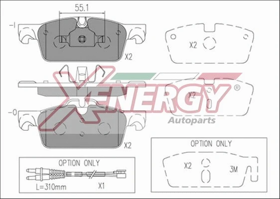 Kit de plaquettes de frein, frein à disque AP XENERGY X41210