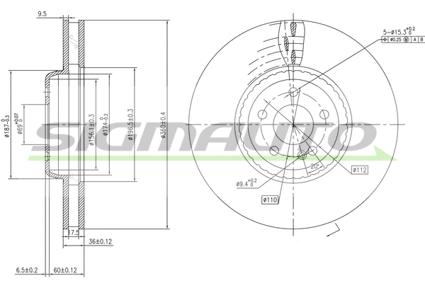 Disque de frein SIGMAUTO DBB329V