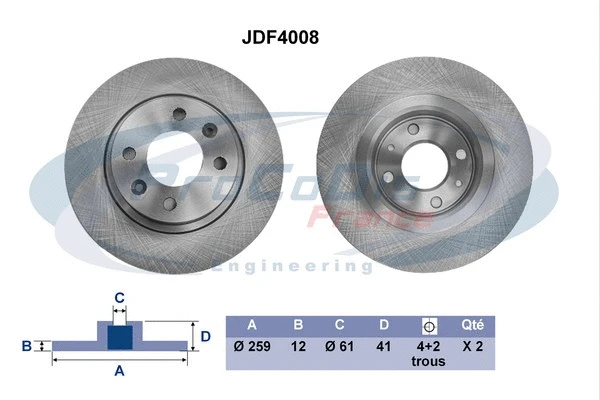 Disque de frein PROCODIS FRANCE JDF4008