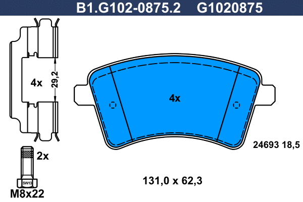 Kit de plaquettes de frein, frein à disque GALFER B1.G102-0875.2