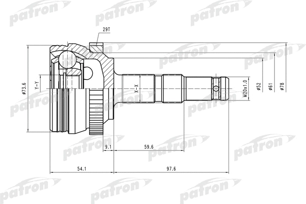 Jeu de joints, arbre de transmission PATRON PCV1400