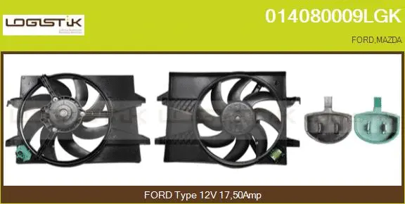 Moteur électrique, ventilateur pour radiateurs LGK 014080009LGK