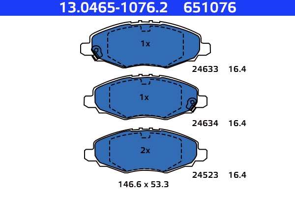 Kit de plaquettes de frein, frein à disque ATE-APAC 13.0465-1076.2