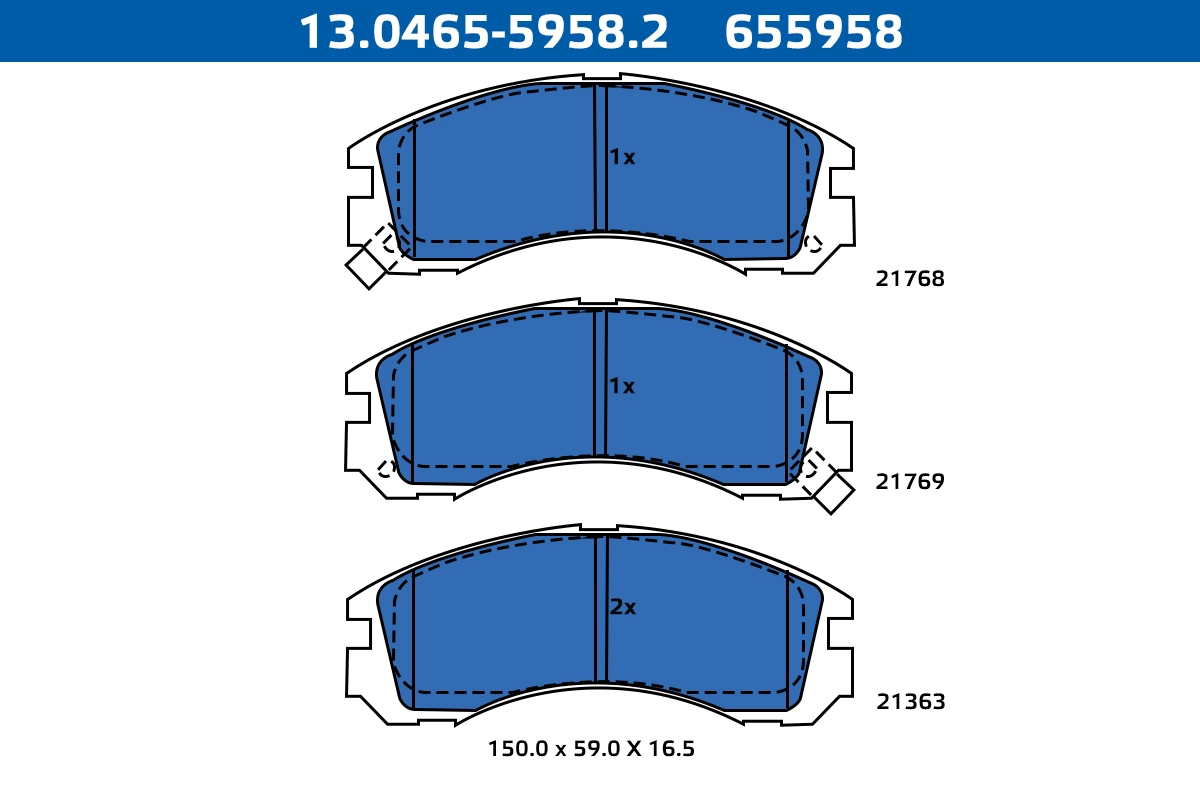 Kit de plaquettes de frein, frein à disque ATE-APAC 13.0465-5958.2