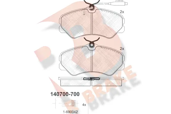 Kit de plaquettes de frein, frein à disque R BRAKE RB0700-700