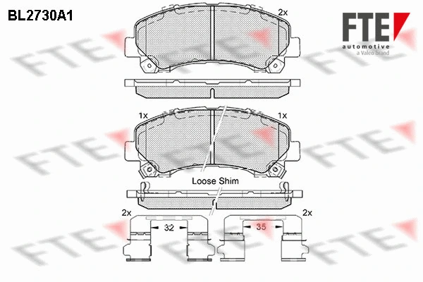 Kit de plaquettes de frein, frein à disque FTE 9010950
