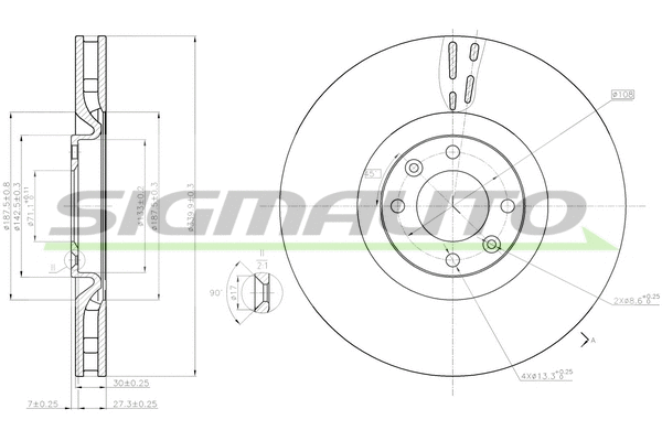 Disque de frein SIGMAUTO DBB999V