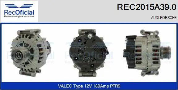 Alternateur RECOFICIAL REC2015A39.0