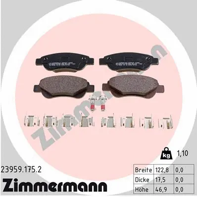 Kit de plaquettes de frein, frein à disque ZIMMERMANN 23959.175.2