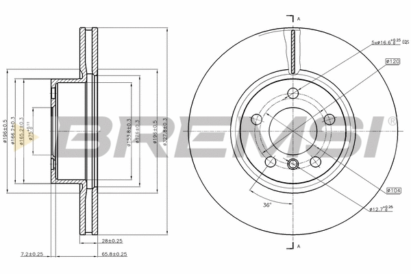 Disque de frein BREMSI CD8314V