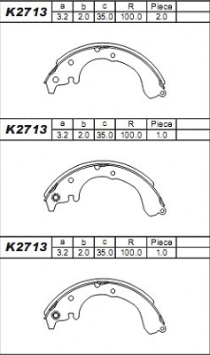 Jeu de mâchoires de frein ASIMCO K2713
