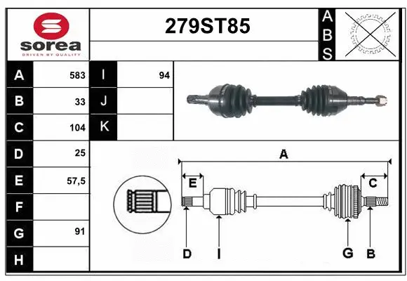Arbre de transmission STARTCAR 279ST85