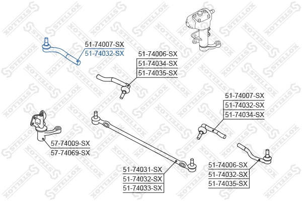 Rotule de barre de connexion STELLOX 51-74032-SX